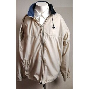 Vintage‎ LL Bean Windbreaker Jacket Men Tall XL Khaki Hooded Full Zip Drawstring